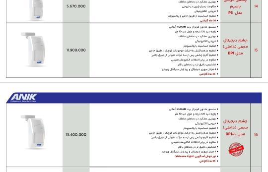 قیمت چشمی دزدگیر آنیک تبریز